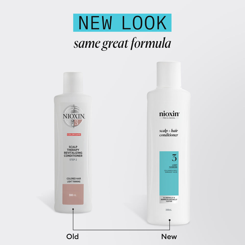 Nioxin System 3 Scalp + Hair Thickening Conditioner for Coloured, Dry and Damaged Hair with Light Thinning 300ml / 1L
