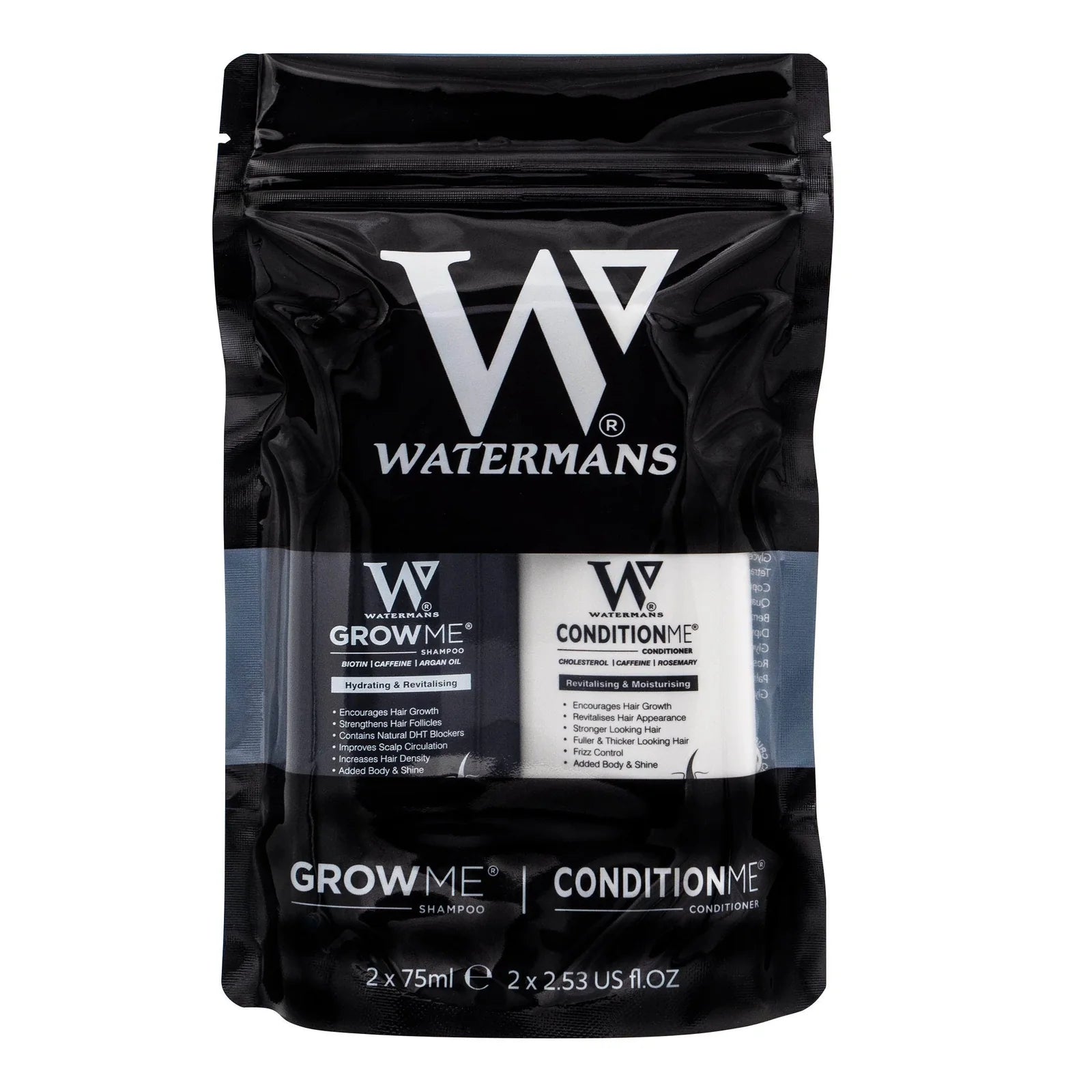 Watermans Shampoo and Conditioner Travel Size set for hair growth and strength